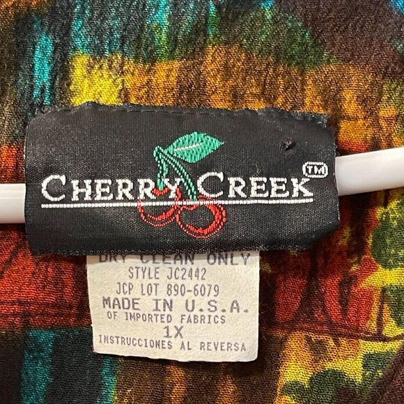 Vintage Cherry Creek 1X Abstract Print Button-Up Blouse - Picture 6 of 9